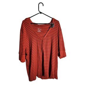 Venezia Womens 3/4 Sleeve Striped Hooded Top 22/24 Red & Black